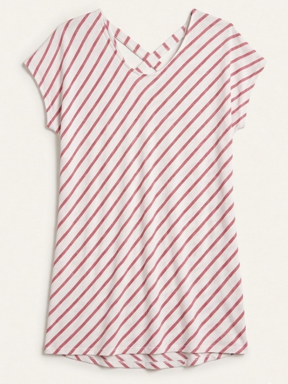 Chico's Red and White Striped Crisscross Back Tunic - Size M - Like New